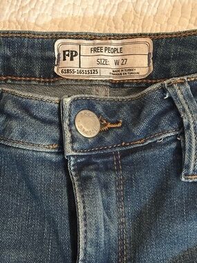 Free People W27 Bootcut Denim Jeans with Frayed Hem